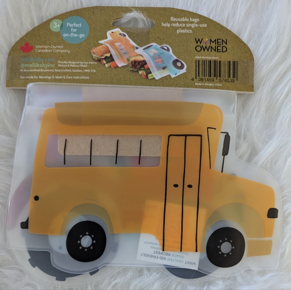 Reusable Snack Bags Perfect On The Go 3 Pk with Zip Closure - Picture 3 of 3